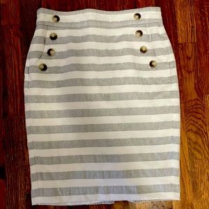The Loft, striped pencil skirt. Size 4.